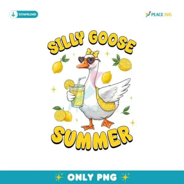 Silly Goose Summer Lemon Vibes Funny Duck PNG