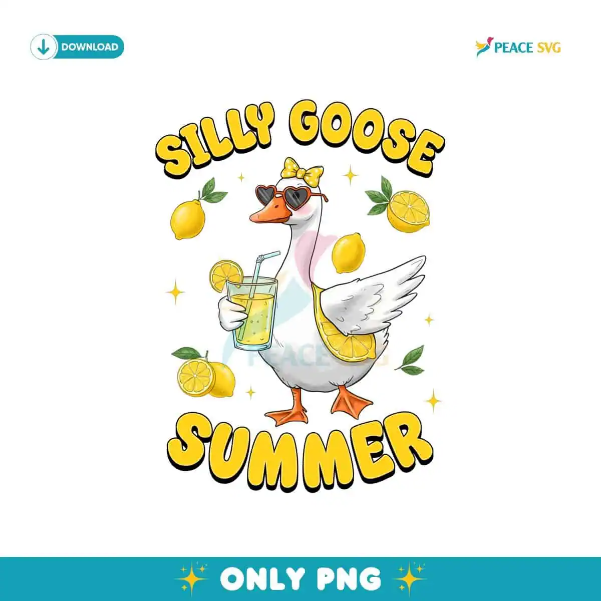 Silly Goose Summer Lemon Vibes Funny Duck PNG