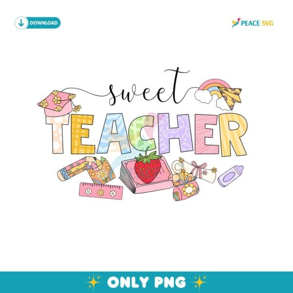 Sweet Strawberry Teacher Preschool Back To School PNG