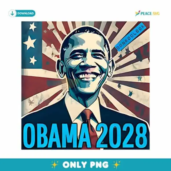 Vintage Barack Obama 2028 America Flag PNG