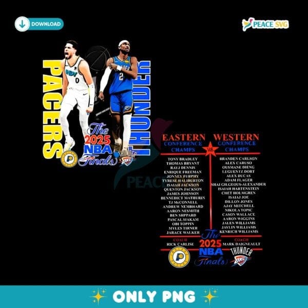 2025 Nba Finals Pacers Vs Thunder Team Roster PNG