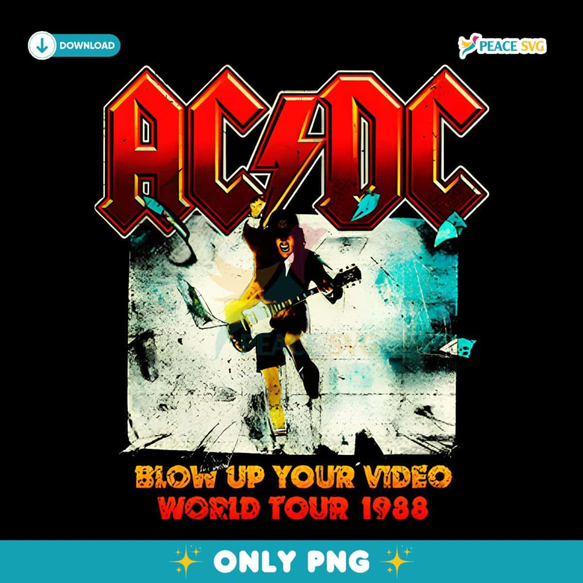 Acdc Blow Up Your Video World Tour 1988 PNG Vintage Rock Band PNG ...