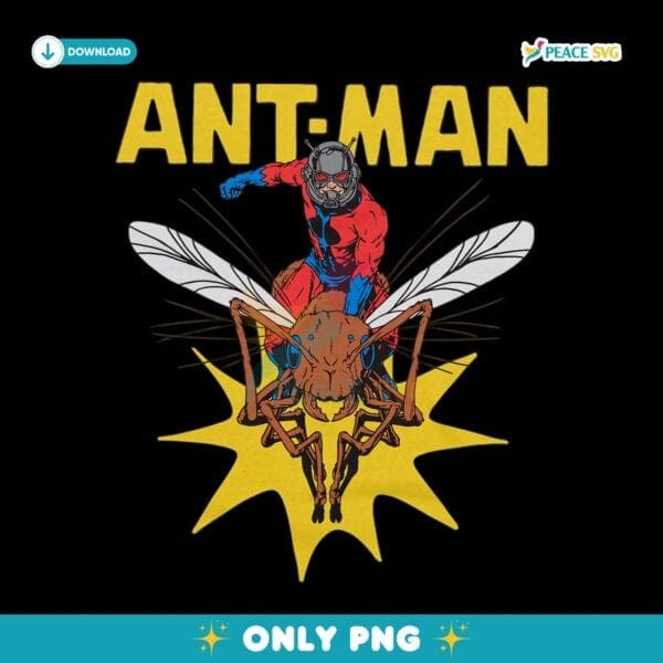 Ant Man Vintage Marvel Comic Superhero Riding Insect PNG
