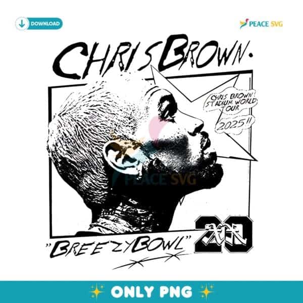 Chris Brown Breezy Bowl World Tour 2025 Comic Poster Style PNG