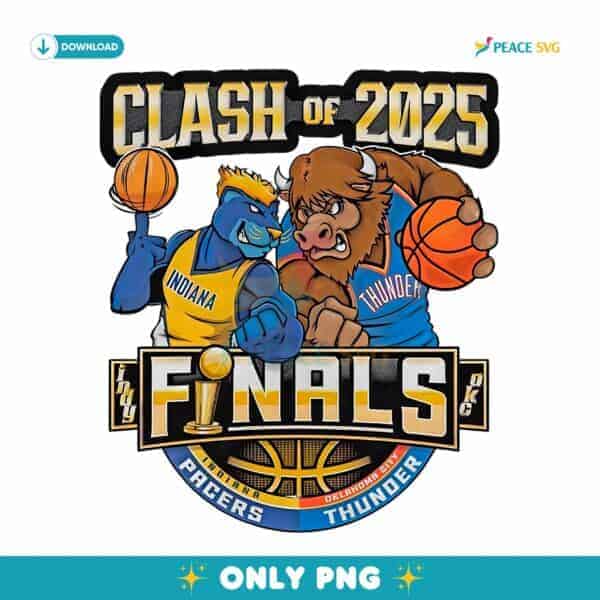 Clash Of 2025 Indiana Pacers Vs Thunder Nba Finals Basketball Vintage PNG