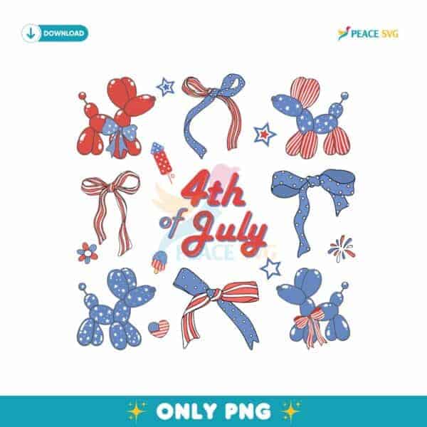 Coquette Bow Balloon 4Th Of July Vintage America Patriotic PNG