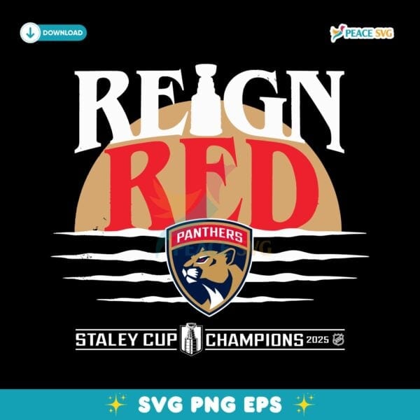 Florida Panthers Reign Red 2025 Stanley Cup Champions Sunset Vintage SVG