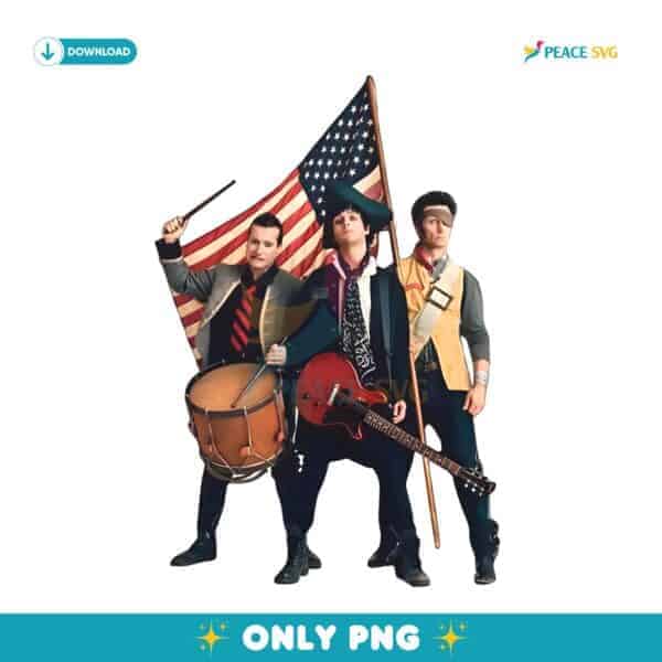 Green Day Patriotic Drummer Guitar Flag Pose PNG