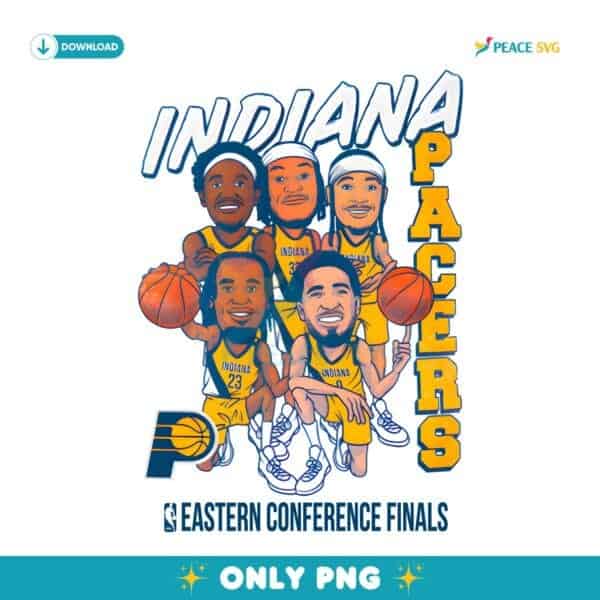 Indiana Pacers Cartoon Starting Five 2025 Eastern Conference Finals PNG