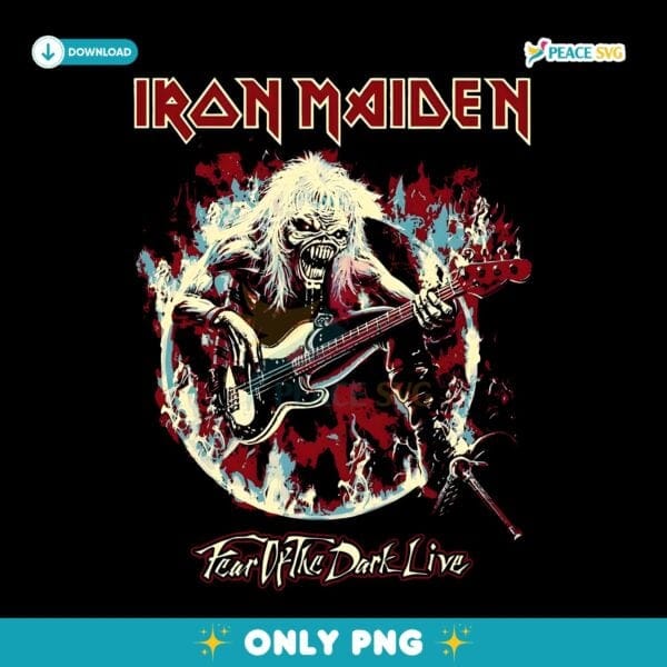 Iron Maiden Skeleton Playing Electric Guitar Fear Of The Dark Live PNG