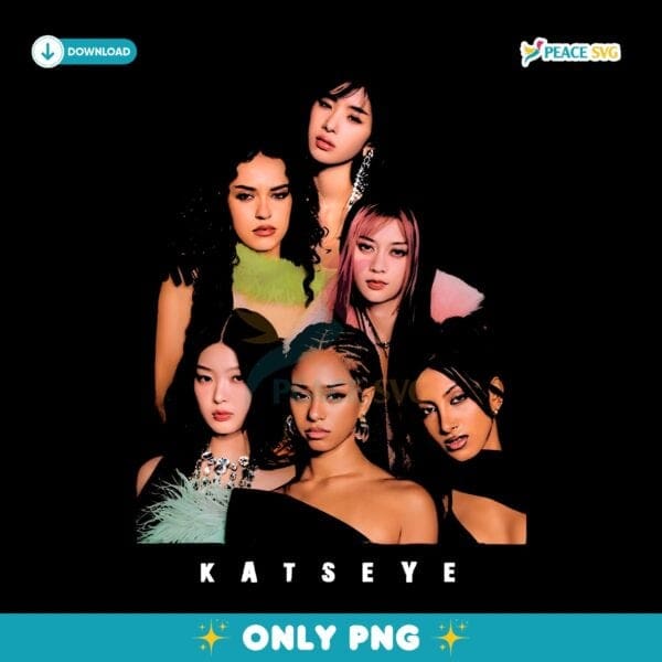 Katseye Kpop Girl Group Portrait Glam Style Black PNG