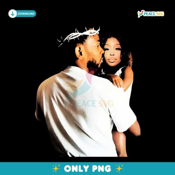 Kendrick Lamar Holding Sza Angelic Style Crown Of Thorns PNG