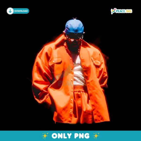 Kendrick Lamar Wearing Red Oversized Jacket And Blue Cap PNG