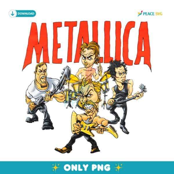 Metallica Cartoon Band Tour 1996 1997 Vintage Style PNG