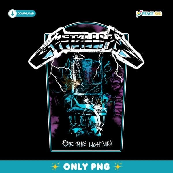 Metallica Ride The Lightning Vintage Tracks Distressed Electric Chair PNG