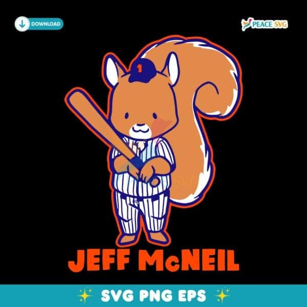 New York Mets Jeff Mcneil Squirrel Baseball Cartoon SVG