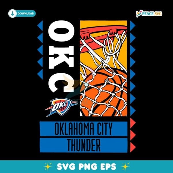 Okc Thunder Basketball Hoop Net Art SVG