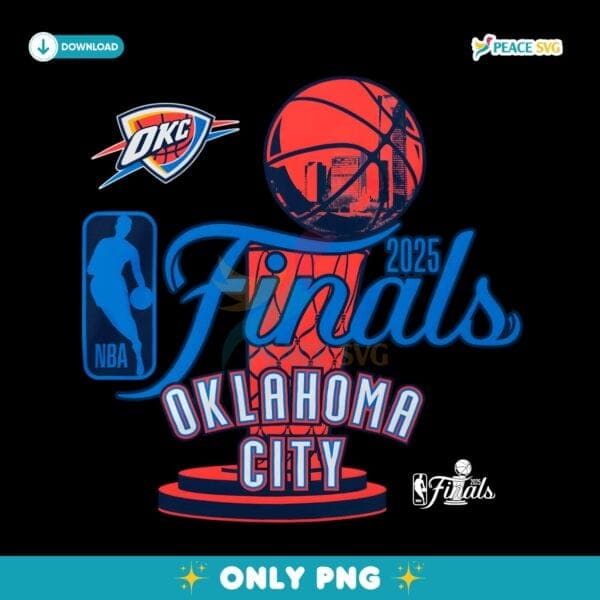 Oklahoma City Thunder 2025 Nba Finals Logoman Vintage Style PNG
