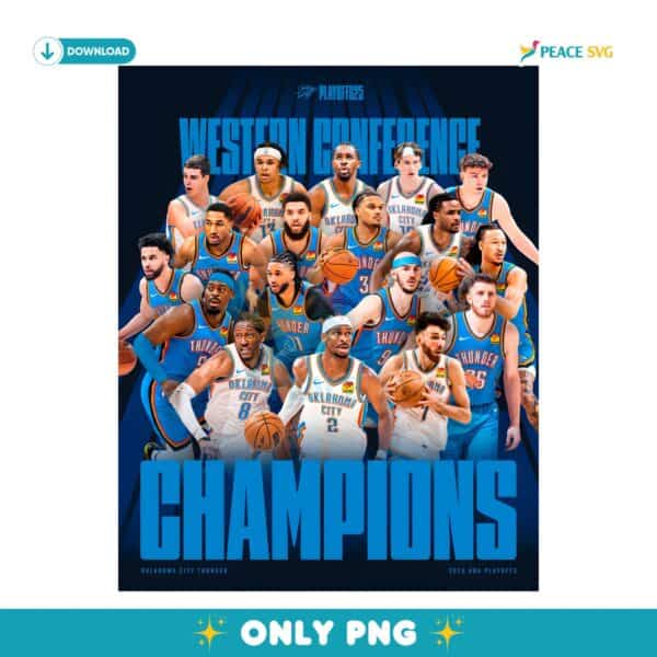 Oklahoma City Thunder Western Conference Champions 2025 Nba Playoffs PNG