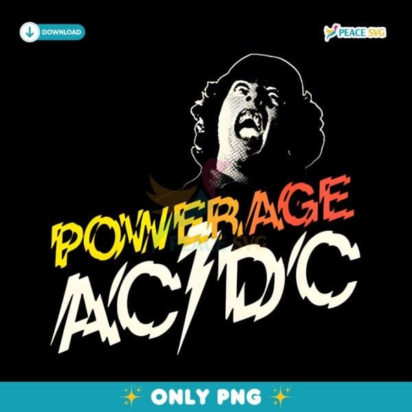 Powerage Angus Screaming Rock Star Ac Dc Style Vintage Band PNG