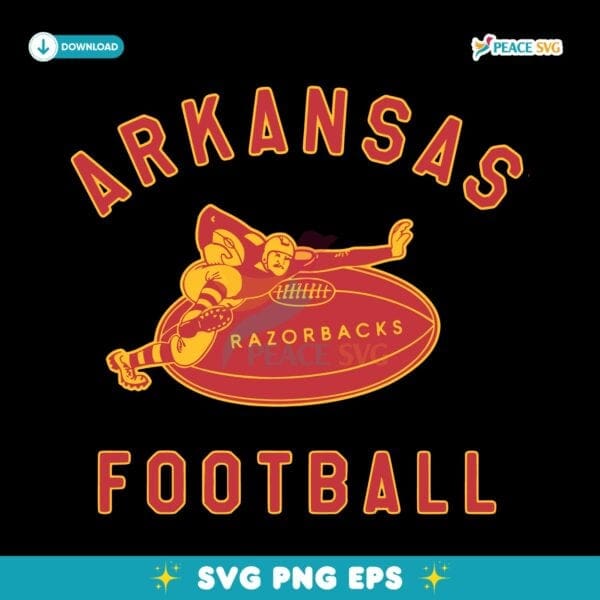 Retro Arkansas Razorbacks Football Midcentury Logo Mascot SVG