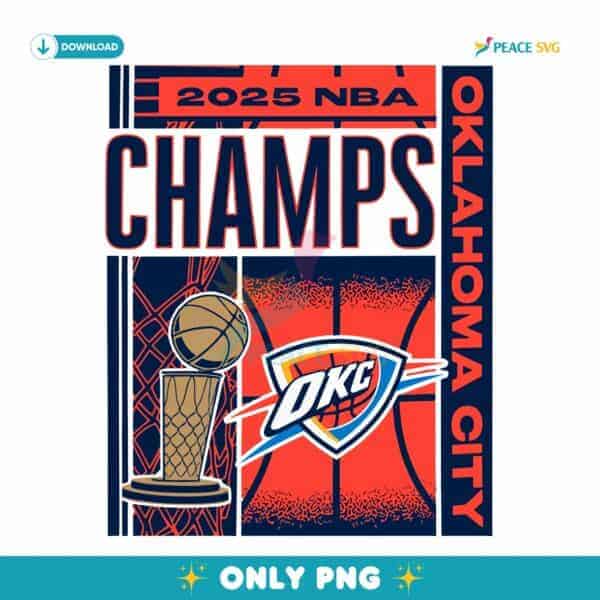 Retro Oklahoma City Thunder 2025 Nba Champs Poster Style PNG