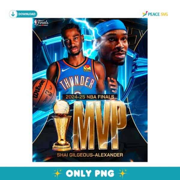 Shai Gilgeous Alexander 2025 Nba Finals Mvp Electric Thunder Tribute PNG