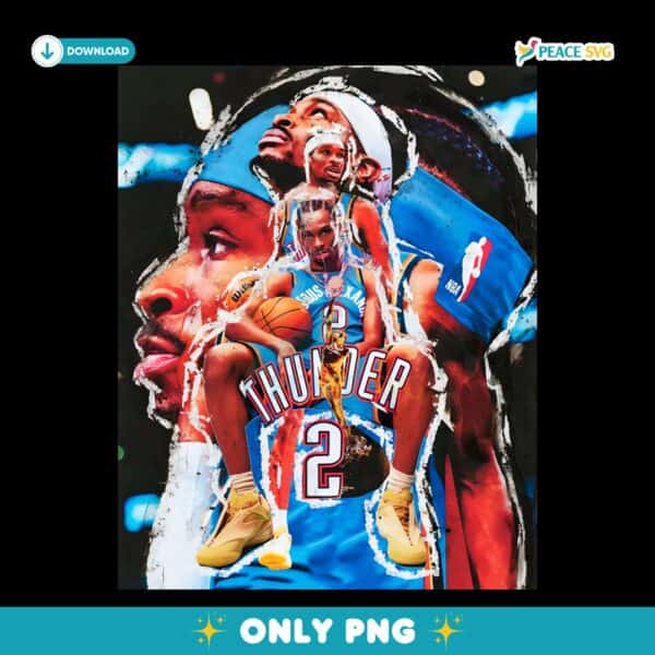 Shai Gilgeous Alexander Mvp Thunder Mixed Media Art Style PNG