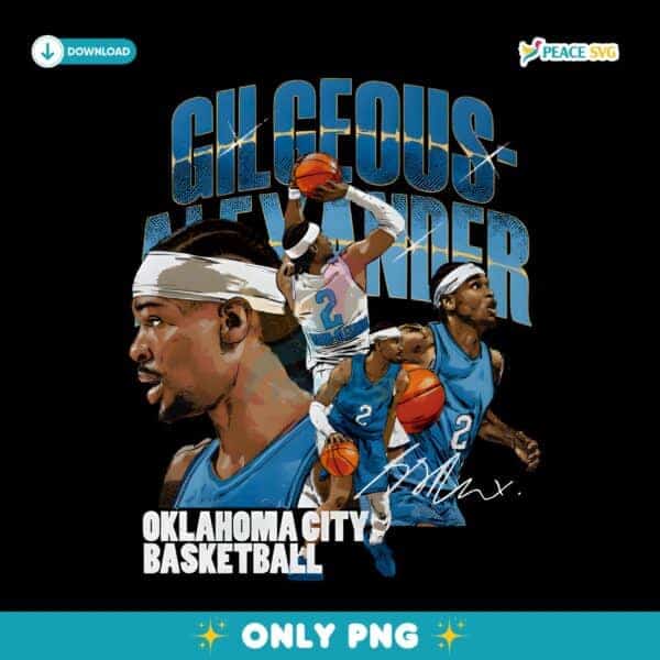 Shai Gilgeous Alexander Oklahoma City Basketball Collage PNG