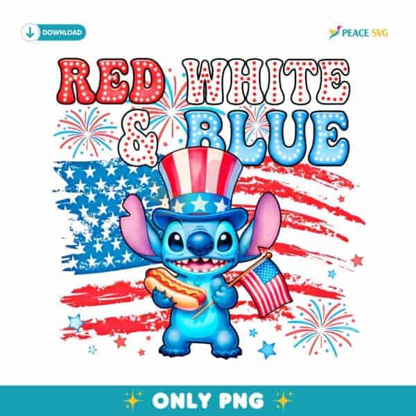 Stitch Hot Dog Eating 4Th Of July Retro Patriotic Celebration PNG