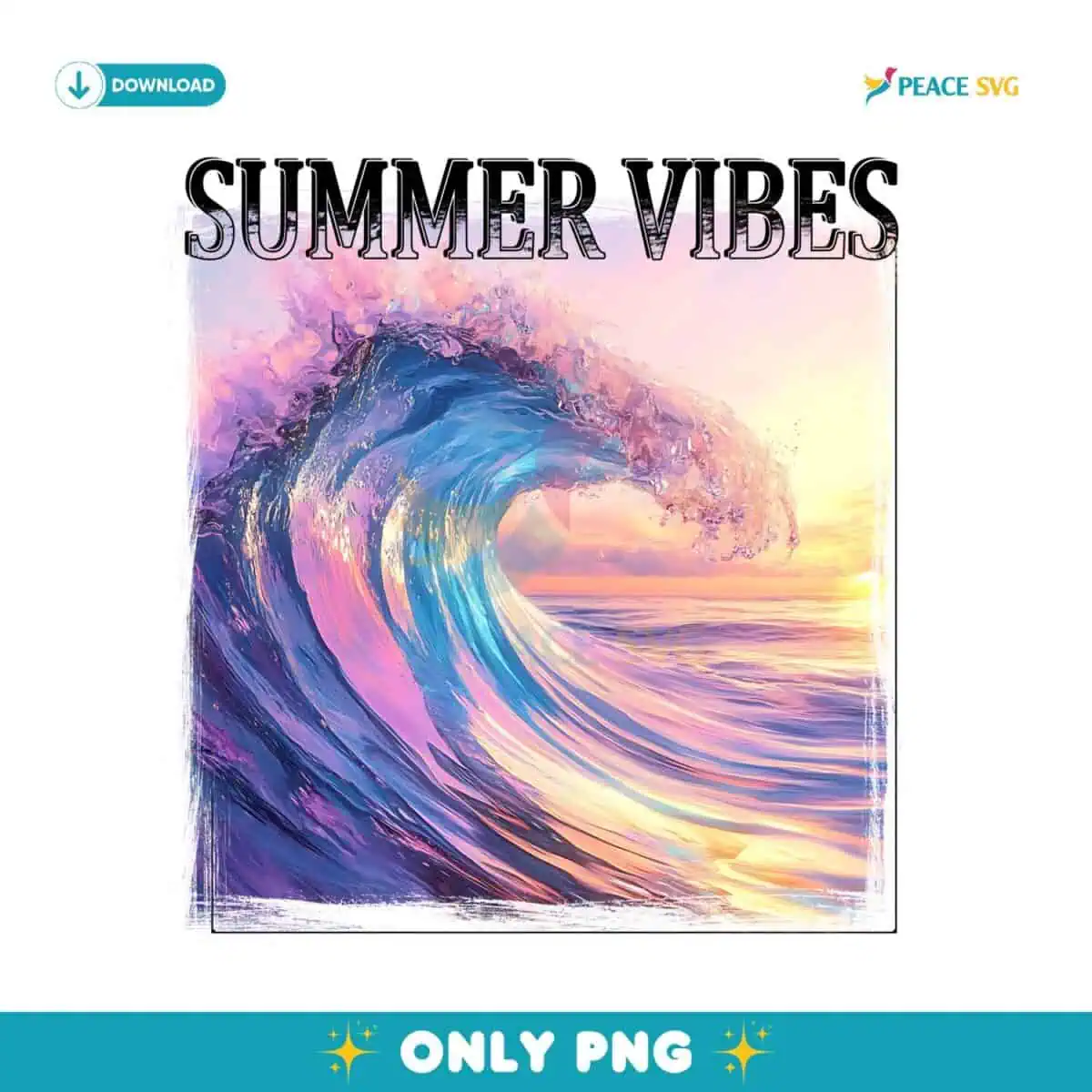 Sunset Ocean Wave Summer Beach PNG | Peace SVG