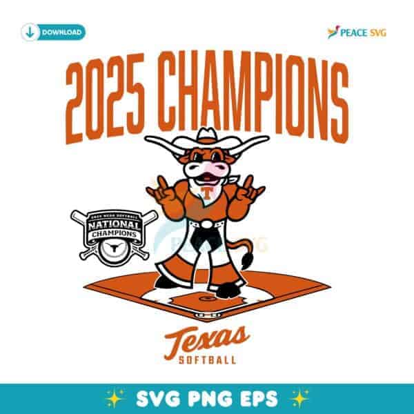 Texas Longhorns Softball 2025 National Champions Diamond Mascot SVG