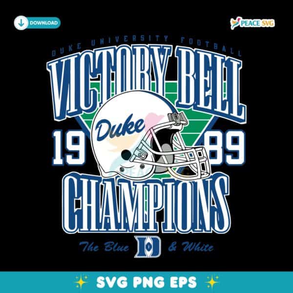 Vintage Duke Football Helmet 1989 Victory Bell Champions SVG