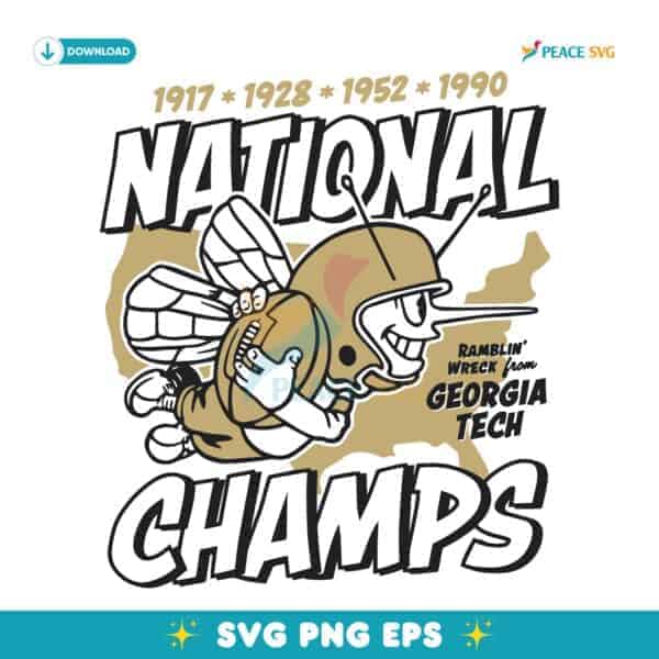 Vintage Georgia Tech Football Four Time National Champs SVG