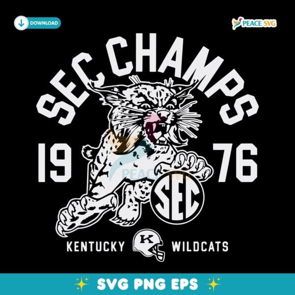 Vintage Kentucky Wildcats Football 1976 Sec Champs SVG