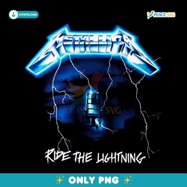 Vintage Metallica Ride The Lightning Electric Chair Album Art PNG