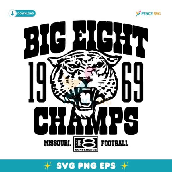 Vintage Missouri Football 1969 Big Eight Champs SVG