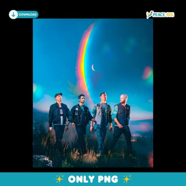 Coldplay Rainbow Sky Tour Band Vintage Aesthetic PNG