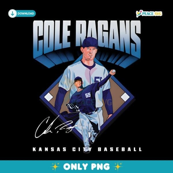 Cole Ragans Kansas City Baseball Player Diamond Graphic PNG