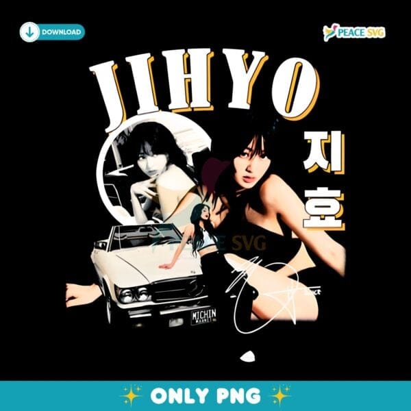 Jihyo Retro Car Collage Twice Kpop Fan Art PNG
