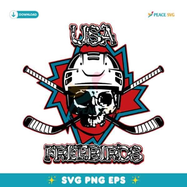 Lynyrd Skynyrd Usa Freebirds Patriotic Skull Hockey Fan SVG