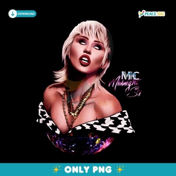 Miley Cyrus Midnight Sky Disco Glam Pop Art PNG