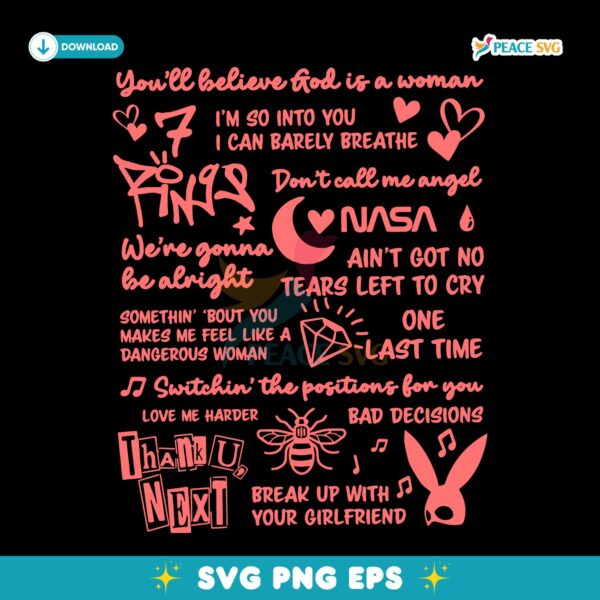 Ariana Grande Album Tracklist Graphic Concert SVG