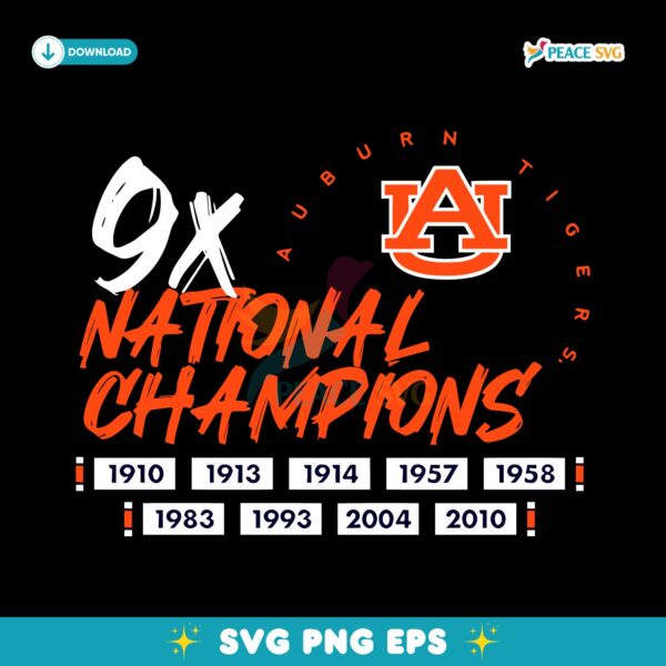 Auburn Tigers Football 9X National Champions SVG