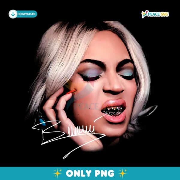 Beyonce Blonde Hair Grillz Face Expression Vintage PNG
