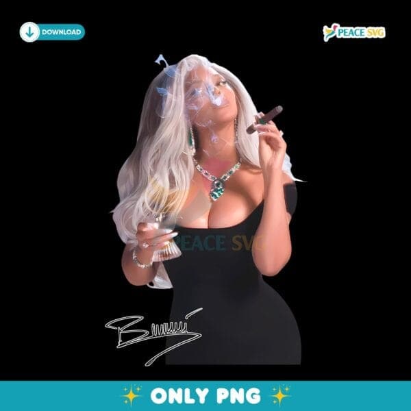 Beyonce Smoking Cigar And Holding Glass Vintage Graphic PNG