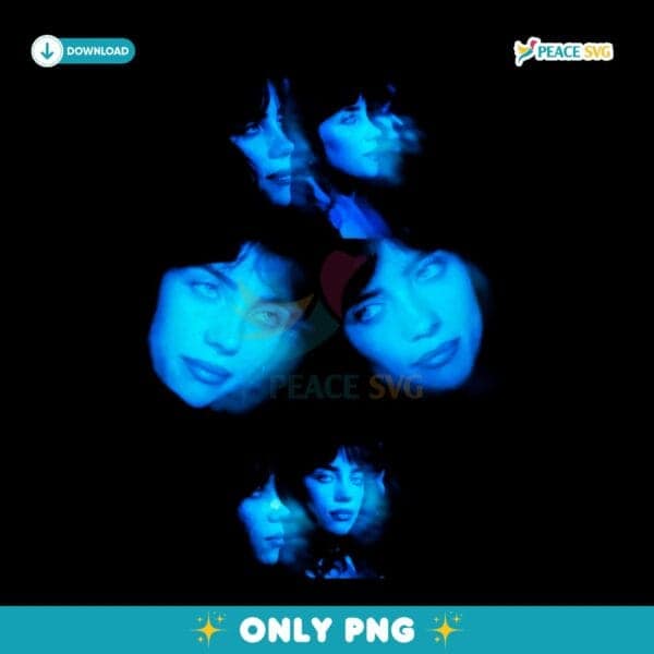 Billie Eilish Blue Portrait Glow Effect Vaporwave PNG