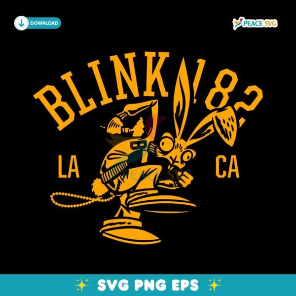 Blink 182 Collegiate Bunny La Ca Yellow Graphic SVG