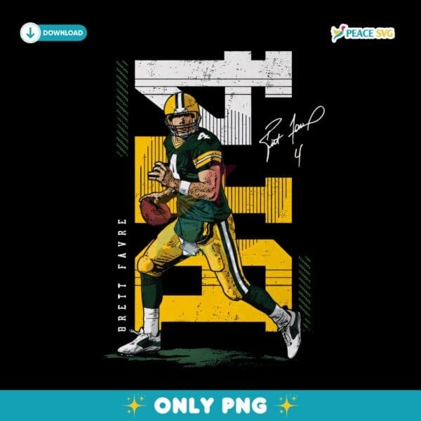 Brett Favre Green Bay Quarterback Number Four Name Bar Graphic PNG
