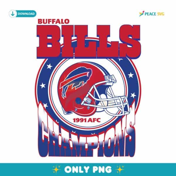 Buffalo Bills 1991 Afc Champions Retro Football Helmet Graphic SVG PNG